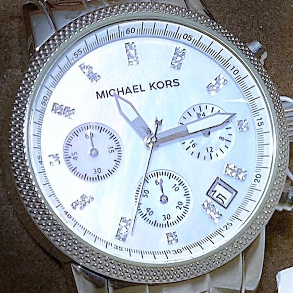Watch, Michael Kors MK-5020 Stainless Steel Watch with Diamond Numeral Face - Picture 2 of 7